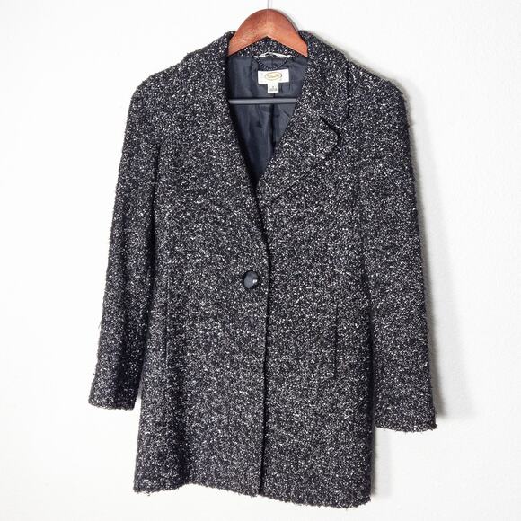 Talbots Petites Women’s Knit Coat Dark Academia Minimalist Structured Fit Sz 2 - Picture 1 of 10